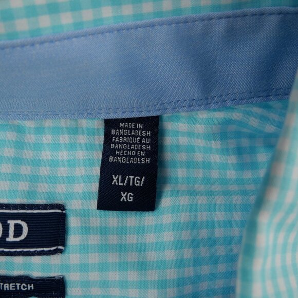 Izod Shirt Mens XL Aqua White Checkered Button Down Long Sleeve Casual Classic - Picture 11 of 16